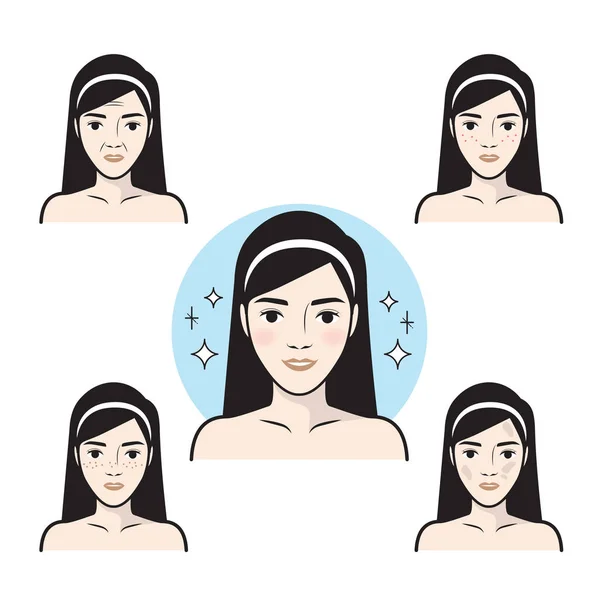 Кроки як доглядати за обличчям. Векторні ілюстрації . — стоковий вектор