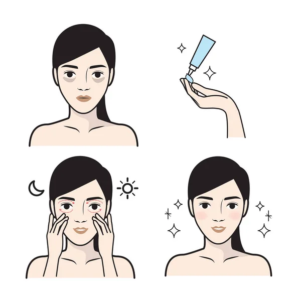 Steps how to facial care.Vector illustration. — Stock Vector