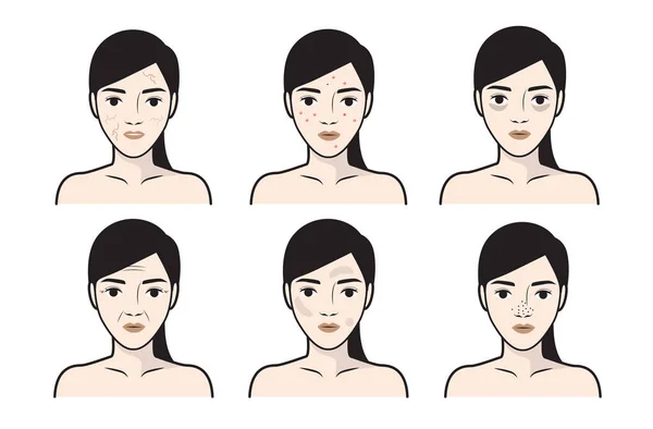 Pasos para el cuidado facial. Ilustración vectorial . — Vector de stock