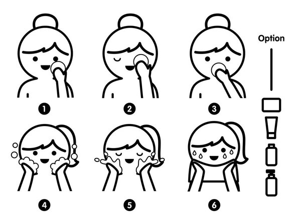 Steps how to facial care.Vector illustration.
