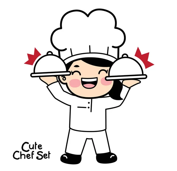 Conjunto de personagens bonito chef . — Vetor de Stock