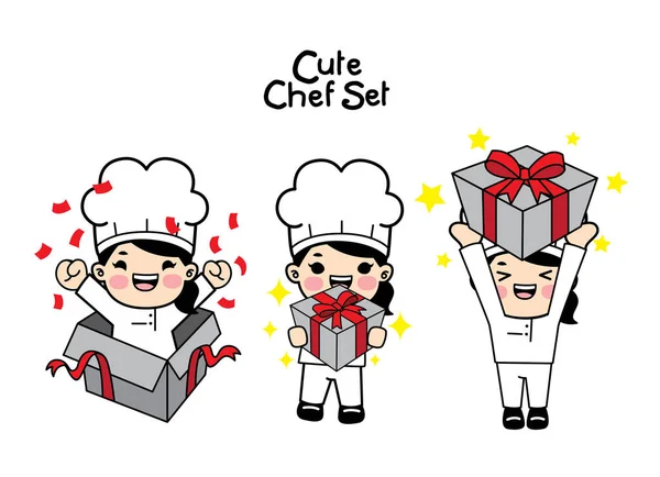 Conjunto de personagens bonito chef . — Vetor de Stock