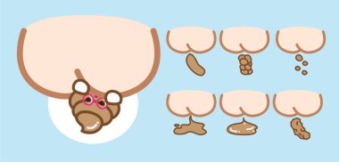 Dışkı illustation. Sevimli tarzı. Vektör tasarım seti. - Vektör