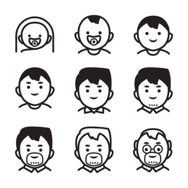  İnsanın yaşam döngüleri için simge. Vektör simgesi tasarım seti.