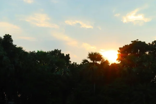 夕方の景色 - 美しいオレンジ色の夜空. — ストック写真