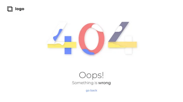 Minimalistisches 404 Seiten Fehler Webseiten Design Einfaches Design Stockbild