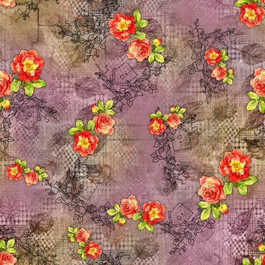 Negatif efektli çiçekler ve etkin, pürüzsüz izin desenli dizayn, dijital dikişsiz arkaplan tasarımı