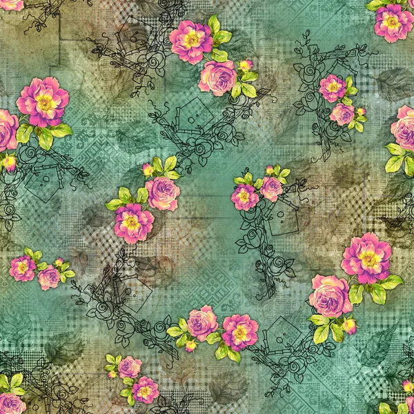 Blumen Mit Negativem Effekt Und Effektivem Nahtlosen Allover Muster Design — Stockfoto