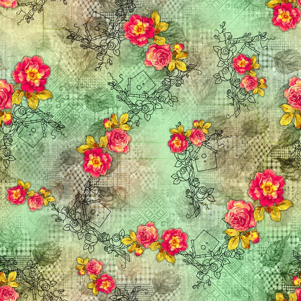 Flowers Negative Effect Effective Seamless Allover Pattern Design Digital Seamless — Stock Photo, Image