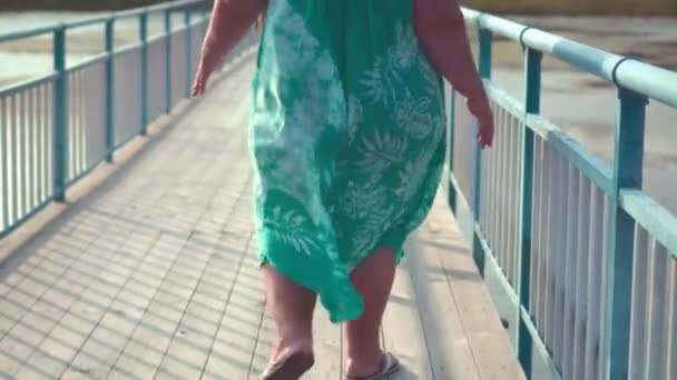 Жирные Женщины Имеют Проблемы Перееданием Похудением Диетой Толстая Женщина Отправляется — стоковое видео