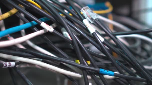 Tejido Cables Comunicación Hay Muchos Pares Trenzados Nodo Telefónico Alambres — Vídeos de Stock