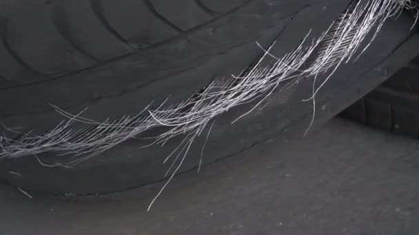 Old Worn Worn Tires Tread Time Change Tires — Stock Video