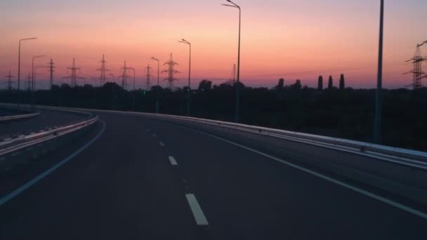 Дорозі Захід Сонця Блискавка — стокове відео