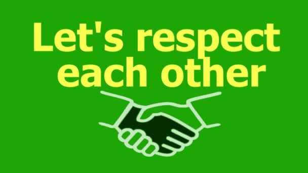 Graphic Animation Green Background Let Respect Each Other Stop Racism — Stock Video