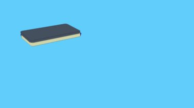 Yeşil ekranlı dizüstü bilgisayarın animasyonu, defterin grafik modeli. Renkli anahtar ve tuş ışığı için ekran görüntüsü