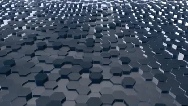 数字抽象3D背景 以蜂窝形式出现的几何形状的循环运动 关于技术空间的绝妙观点 — 图库视频影像