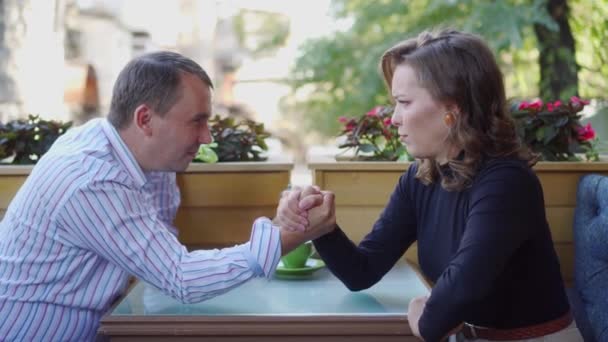Rivalry Man Woman Equality Concept Dispute Spouses — Stock Video
