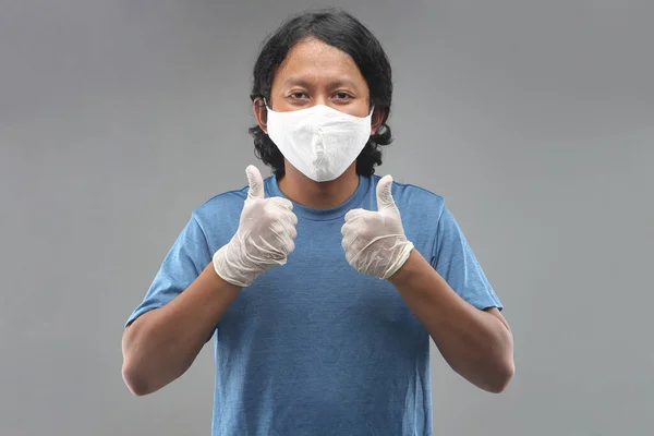 Ázsiai Férfi Arc Maszk Megelőzésére Coronavirus Vagy Covid — Stock Fotó