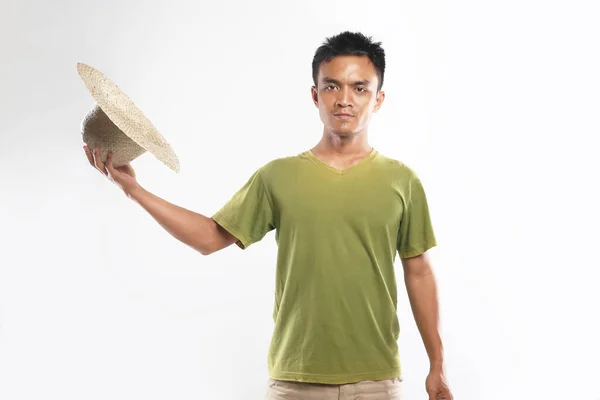Asiatisk Man Lycklig Ung Stående Yogyakarta Indonesien September 2020 — Stockfoto