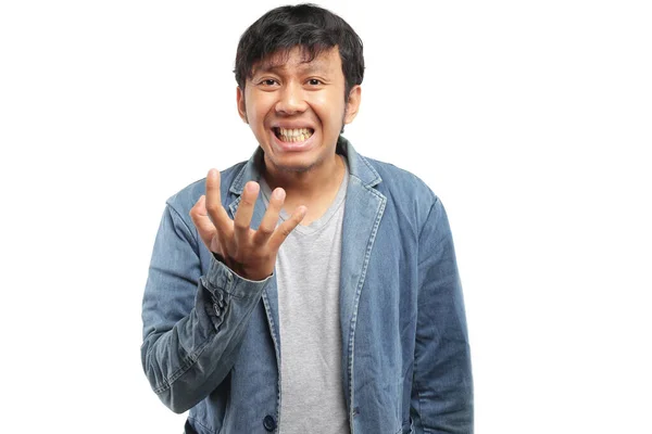 Indonésio Jovem Homem Gestos — Fotografia de Stock