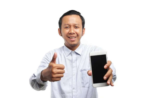 Jovem Asiático Homem Usando Smartphone — Fotografia de Stock