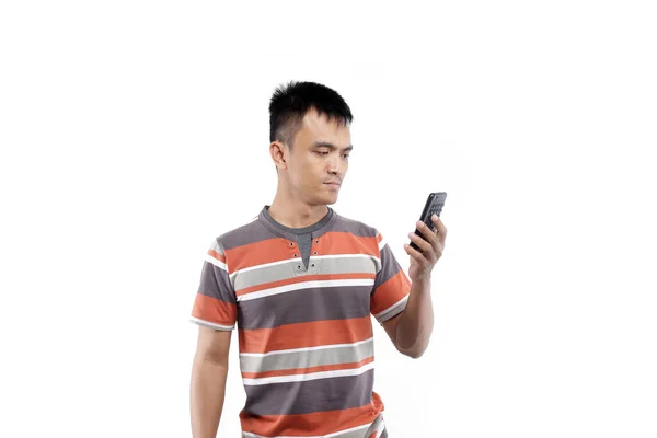 Philippinische Kerl Mit Smartphone Isoliert Manila Philippine September 2020 — Stockfoto