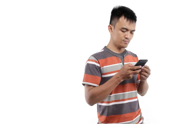 Philippine Man Isolated Using Smartphone Manila Philippine Sep 2020 — Stock Photo, Image