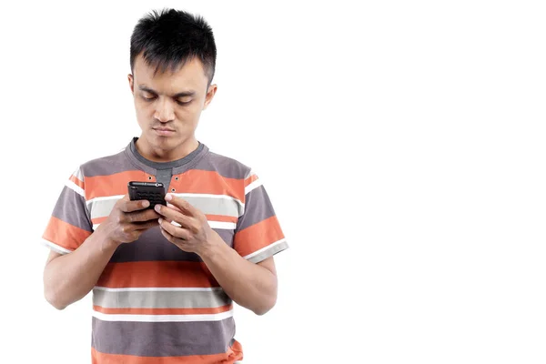 Philippinische Mann Mit Smartphone Isoliert Manila Philippine September 2020 — Stockfoto