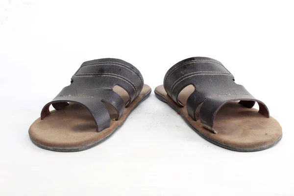 Kožené Sandály Izolované Bílém Pozadí — Stock fotografie