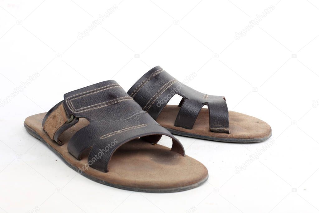Man sandals leather isolated on white background
