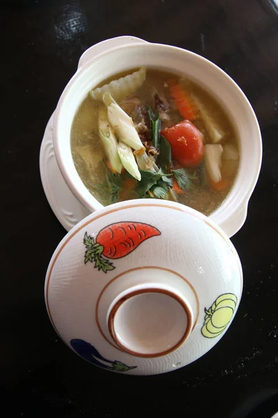 Chicken Soup Top View — Stock Photo, Image