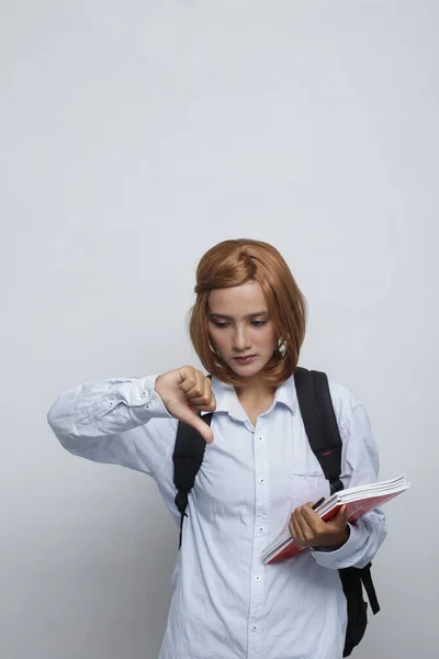 Asiatische Studentinnen Porträt Einer Asiatischen Studentin Auf Dem Campus — Stockfoto