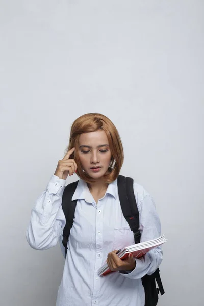 Asiatische Studentinnen Porträt Einer Asiatischen Studentin Auf Dem Campus — Stockfoto
