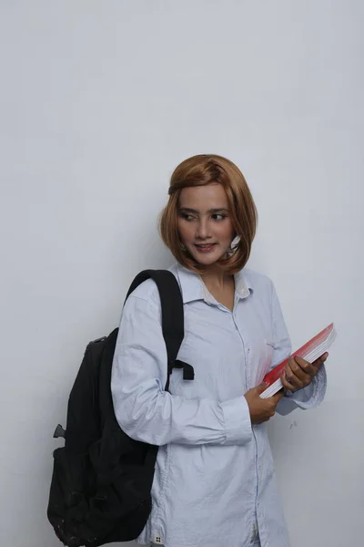 Mujer Asiática Estudiantes Universitarios Retrato Estudiante Universitario Asiático Campus —  Fotos de Stock