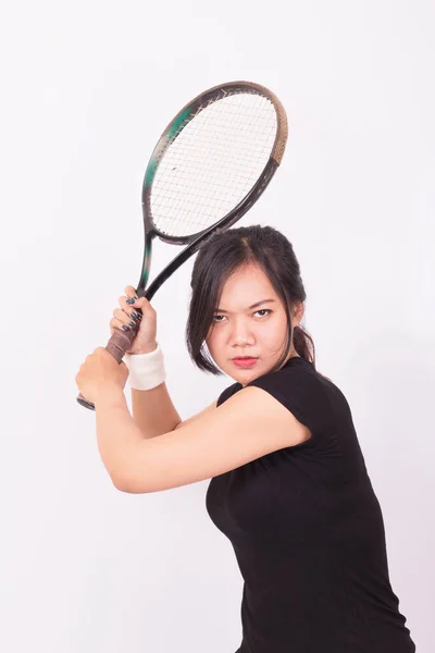 indonesia woman sport tennis on white background