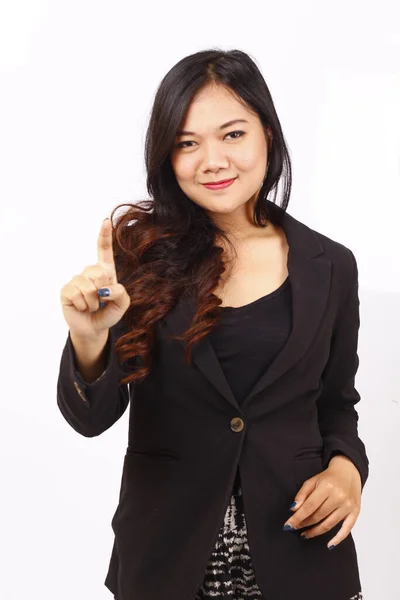 Indonésie Obchodní Žena Brýlemi Drží Knihu Bílém Pozadí — Stock fotografie