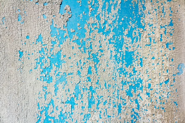 Textura Pintura Blanca Seca Con Fondo Azul Asomándose — Foto de Stock