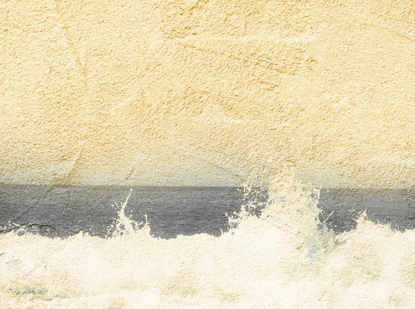 Dokulu bej alçı arka plan üzerinde deniz dalgaları çizim, tonlama, kopyalama alanı, alçı çizim — Stok fotoğraf