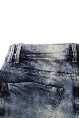 beyaz arka plan üzerinde izole kot yakın çekim kaba çift dikişli cepleri ile kot üst