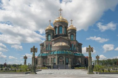 KUBINKA, MOSCOW REGION, RUSSIA - June 26, 2020 : Russian Main temple of the Russian Armed Forces in the Park Patriot clipart