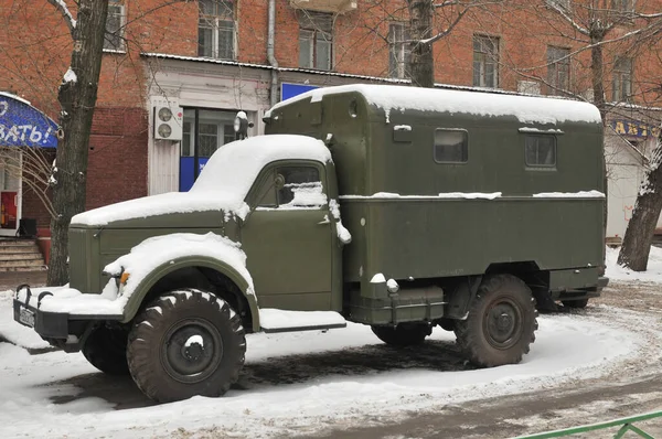 Moscow Russia December 2008 Snow Covered Old Soviet Truck Gaz — Stock Photo, Image