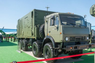 Zhukovsky, RUSSIA - 28 Ağustos 2019: Rus elektronik savaş sistemi (EW) 