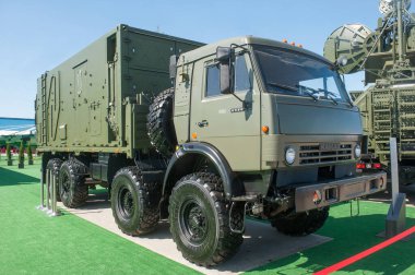 Zhukovsky, RUSSIA - 28 Ağustos 2019: Rus elektronik savaş sistemi (EW) 