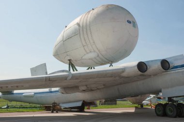 Zhukovsky, RUSSIA - 29 Ağustos 2019: Sovyet ağır taşımacılık uçağı OKB Myasishchev VM-T 