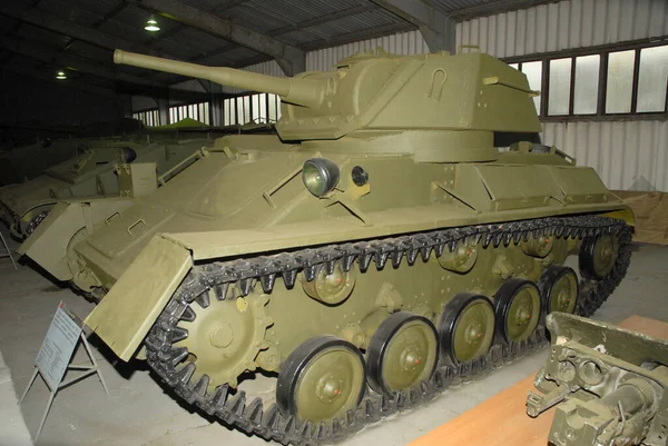 Moscow region, RUSSIA - September 9, 2007 : Soviet light tank T-80 in the Museum of armored vehicles, Kubinka, side view