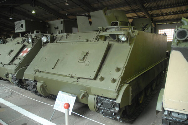 MOSCOW REGION, RUSSIA - MAY 8, 2007 : American M113 armored personnel carrier in the Museum of armored vehicles, Kubinka