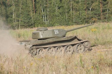 Çernogolovka, Moskova bölgesi, RUSSIA - 25 Ağustos 2018: Sovyet eski T-44 tankı, 
