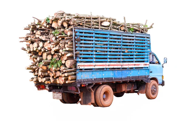 truck loaded with timber, isolated on white