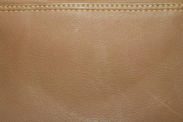 Brown Leather Texture with seam on the top of the picture. — Stock Photo, Image