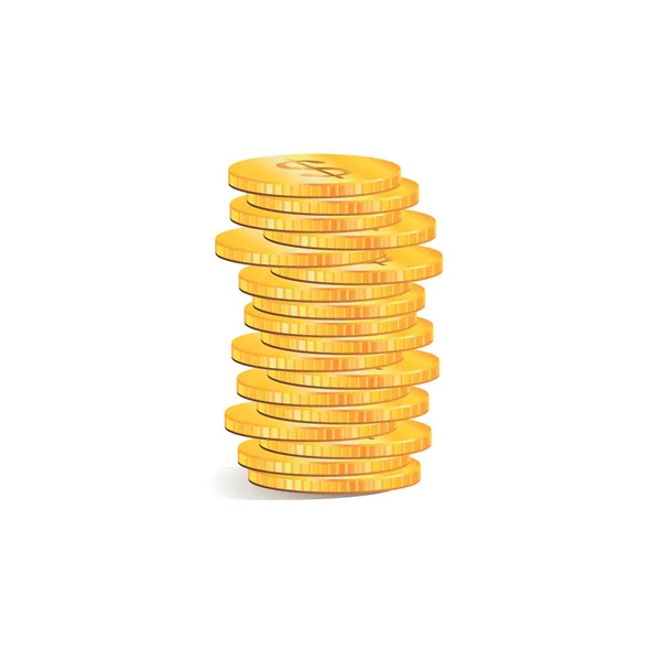 Ikona Mince Balík Zlatých Mincí Jako Graf Příjmů Vektorová Ilustrace — Stockový vektor